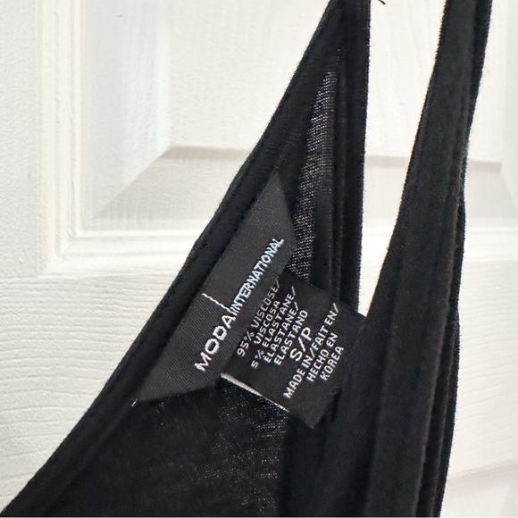 Moda International Pleated Tie Waist Boho Jersey Knit Maxi Dress Black sz Small - Picture 13 of 16